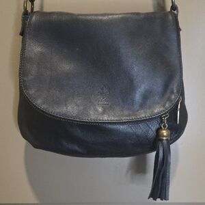 Vera Pelle Black Leather Crossbody Bag Made In Italy